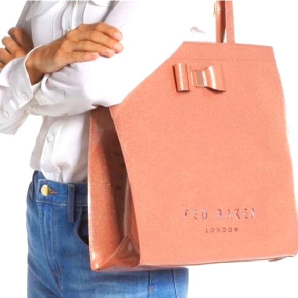 NEW TED BAKER LONDON Large Sizzcon Glitter Tote Bag Purse Glam Designer Summer - Picture 1 of 15